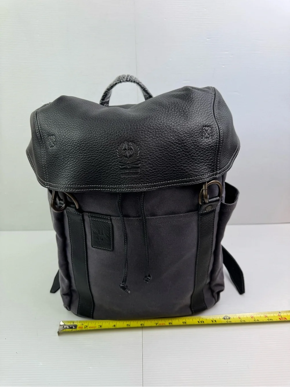 NWT Will Leather Goods Adventure Explorer Backpack Charcoal Canvas Distressed